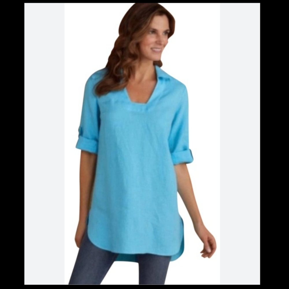 Soft Surroundings Morgana Tunic Top in Blue